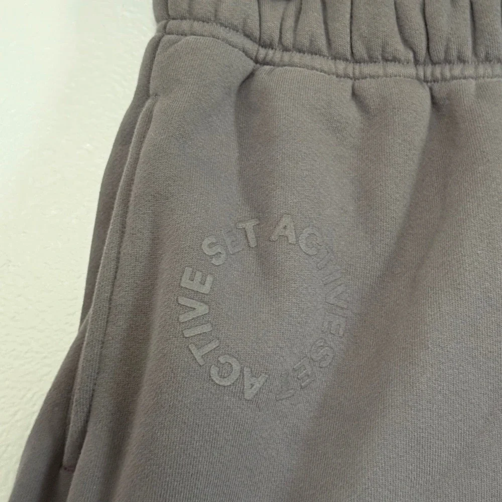 Set Active Charcoal Gray Sweat Shorts Gray Elastic Waist - Small‎ - Picture 3 of 5